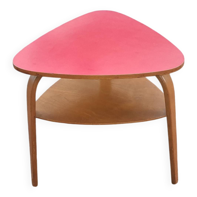 Table de salon tripode double plateaux Hugues Steiner Bow Wood