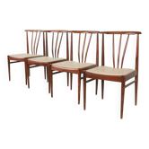 Rosewood Spindle Back Scandinavian Dining Chairs with Offwhite Upholstery