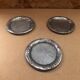 Série de 3 dessous de bouteille étain décor raisin & blé vintage #b004
