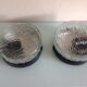 Pair of round ceiling lights in glass ice vintage 60-70s