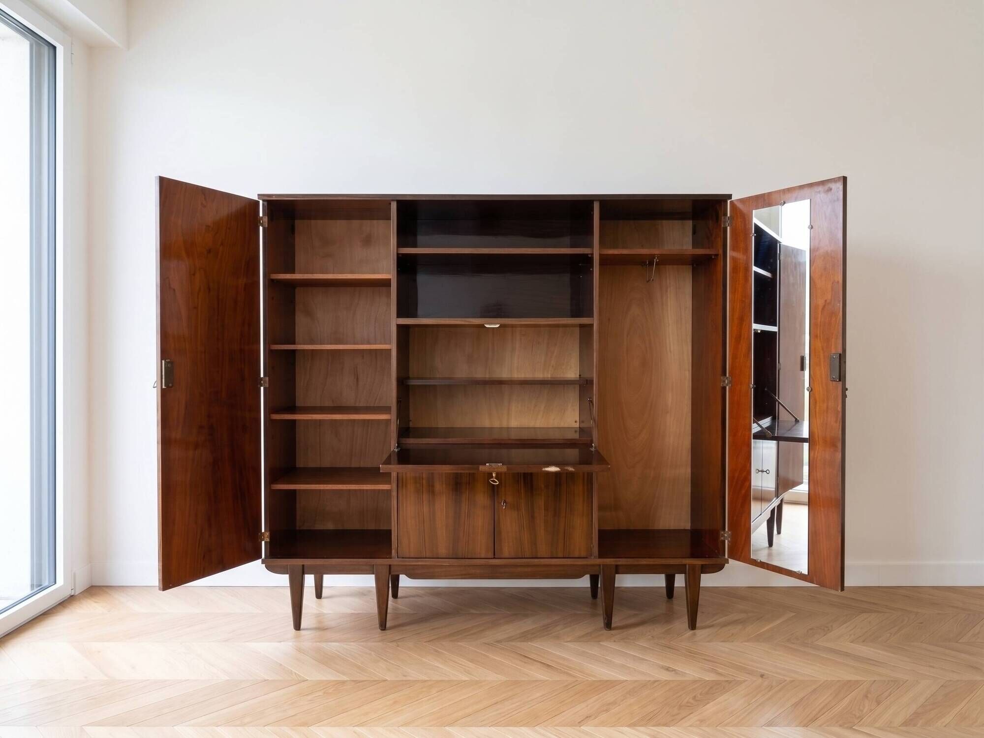 Vintage 1950s wooden wardrobe