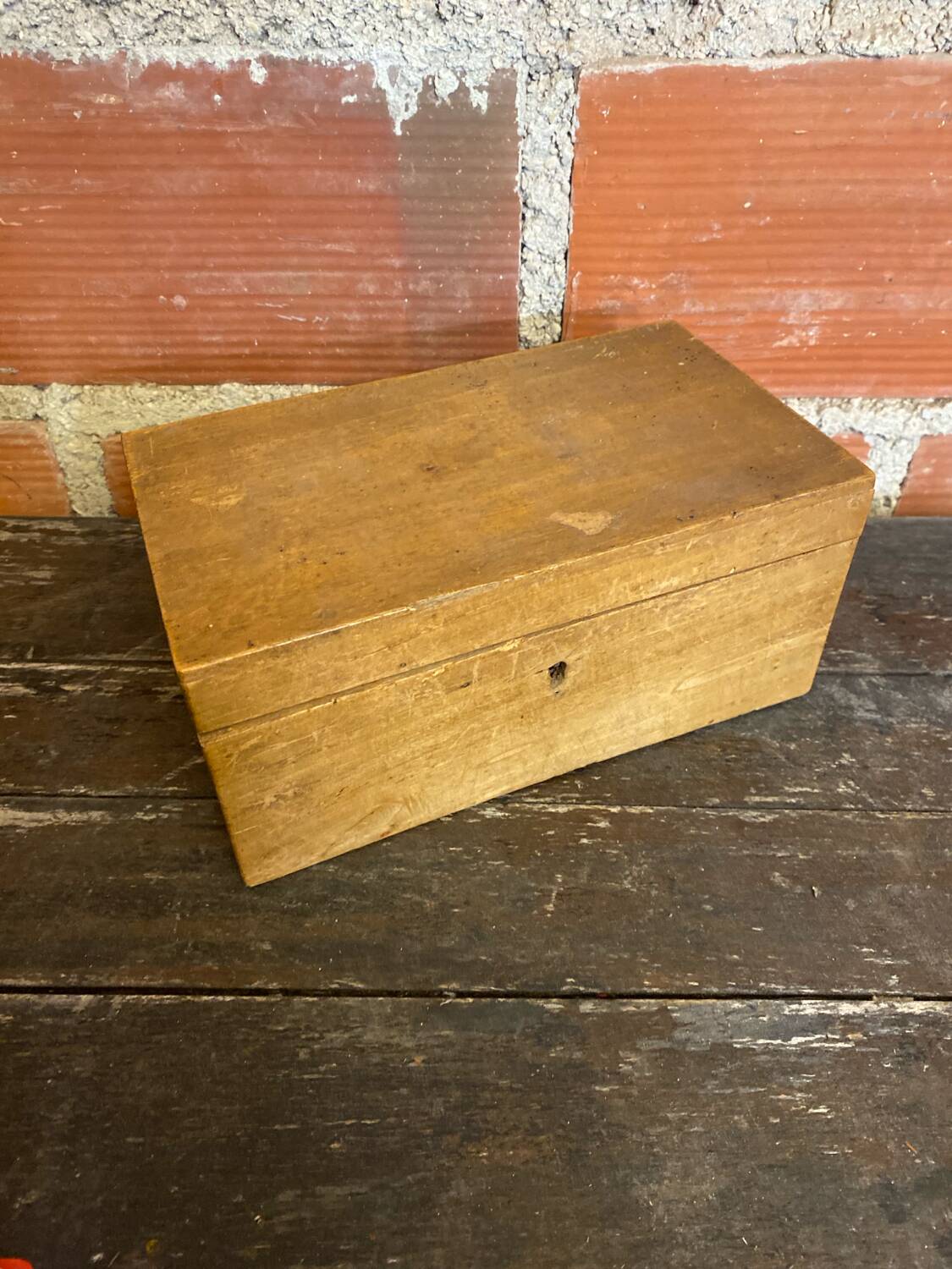 Antique box wooden box with vintage lock