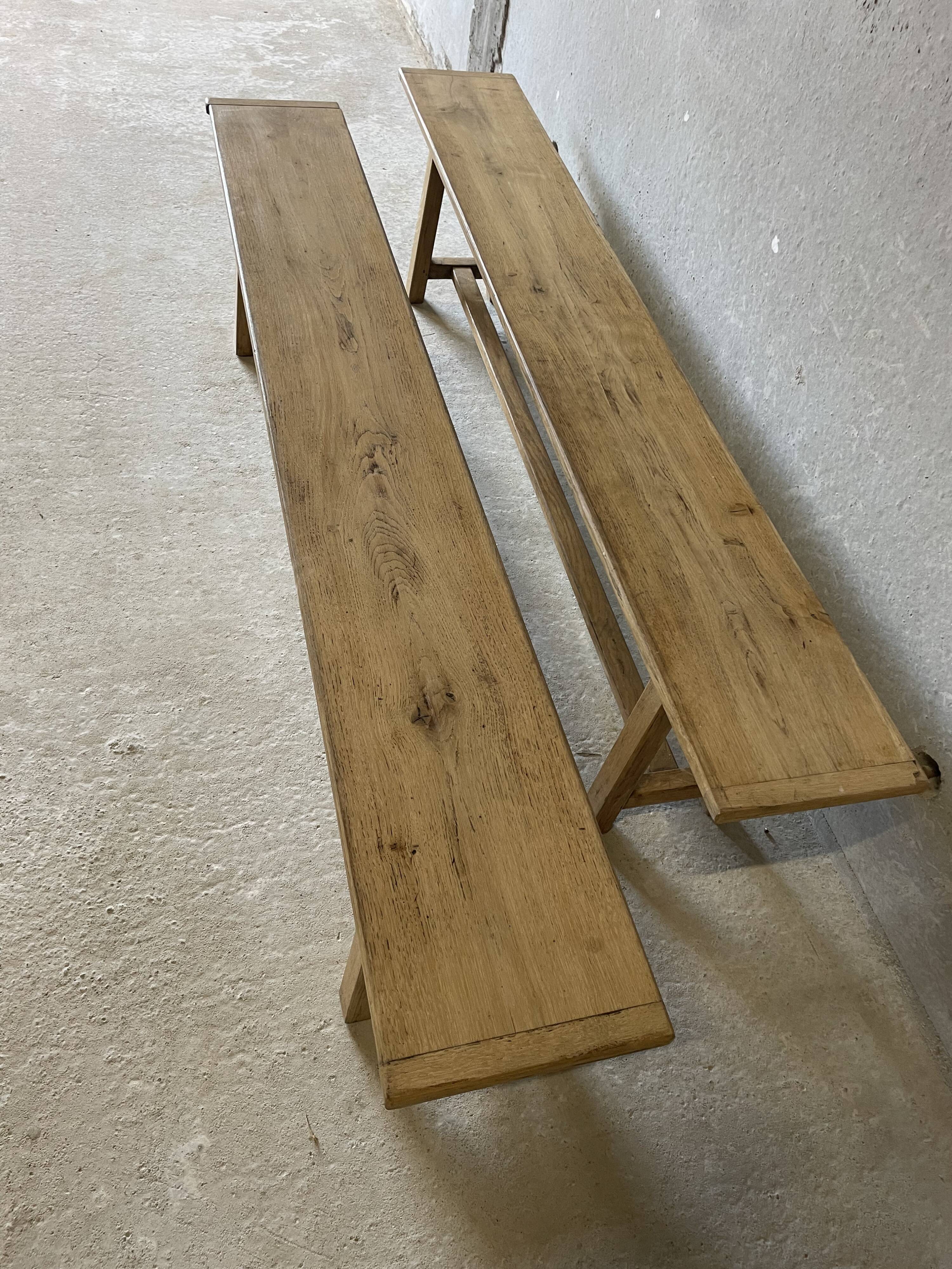 Paire de bancs en chêne – esprit ferme authentique ou