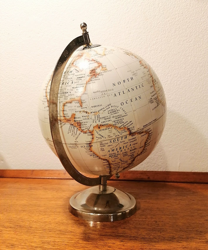 Earth globe, metal base, 1970s