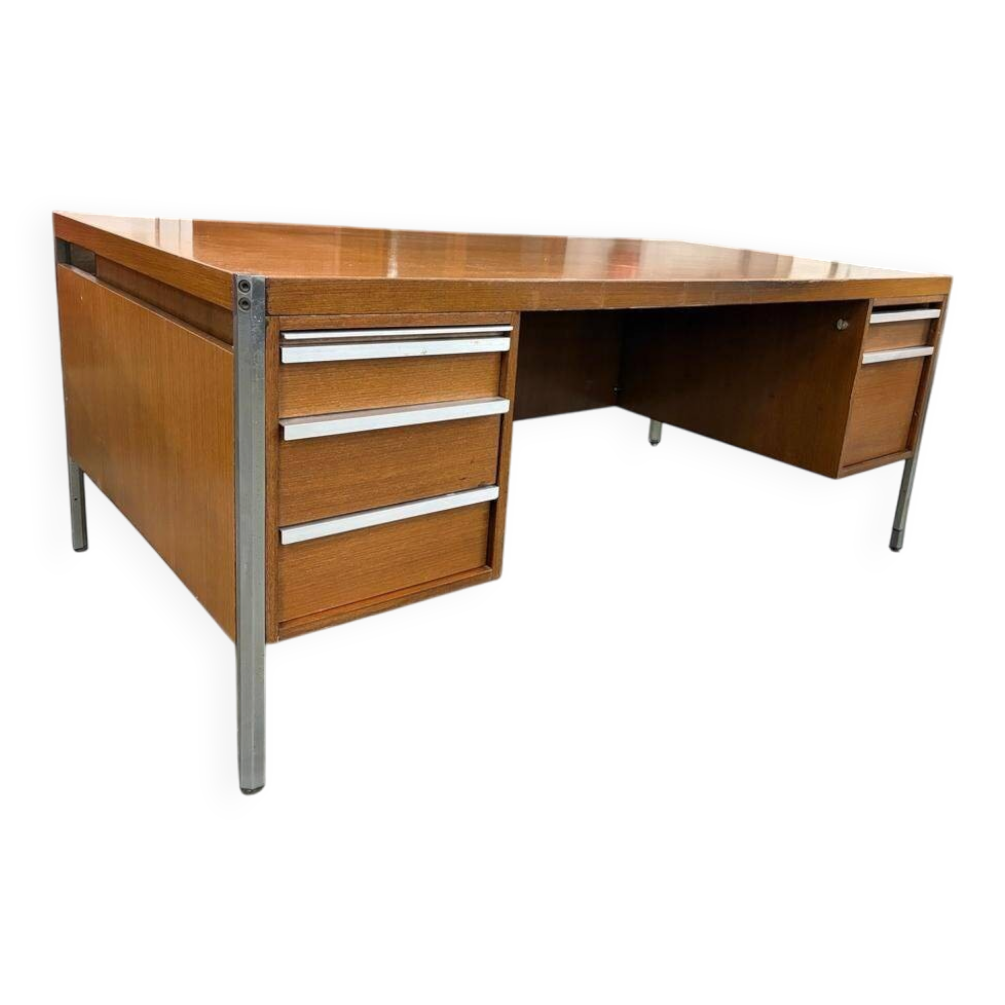 XL vintage wooden desk De Coene 'EFAC M20 Cotribel'