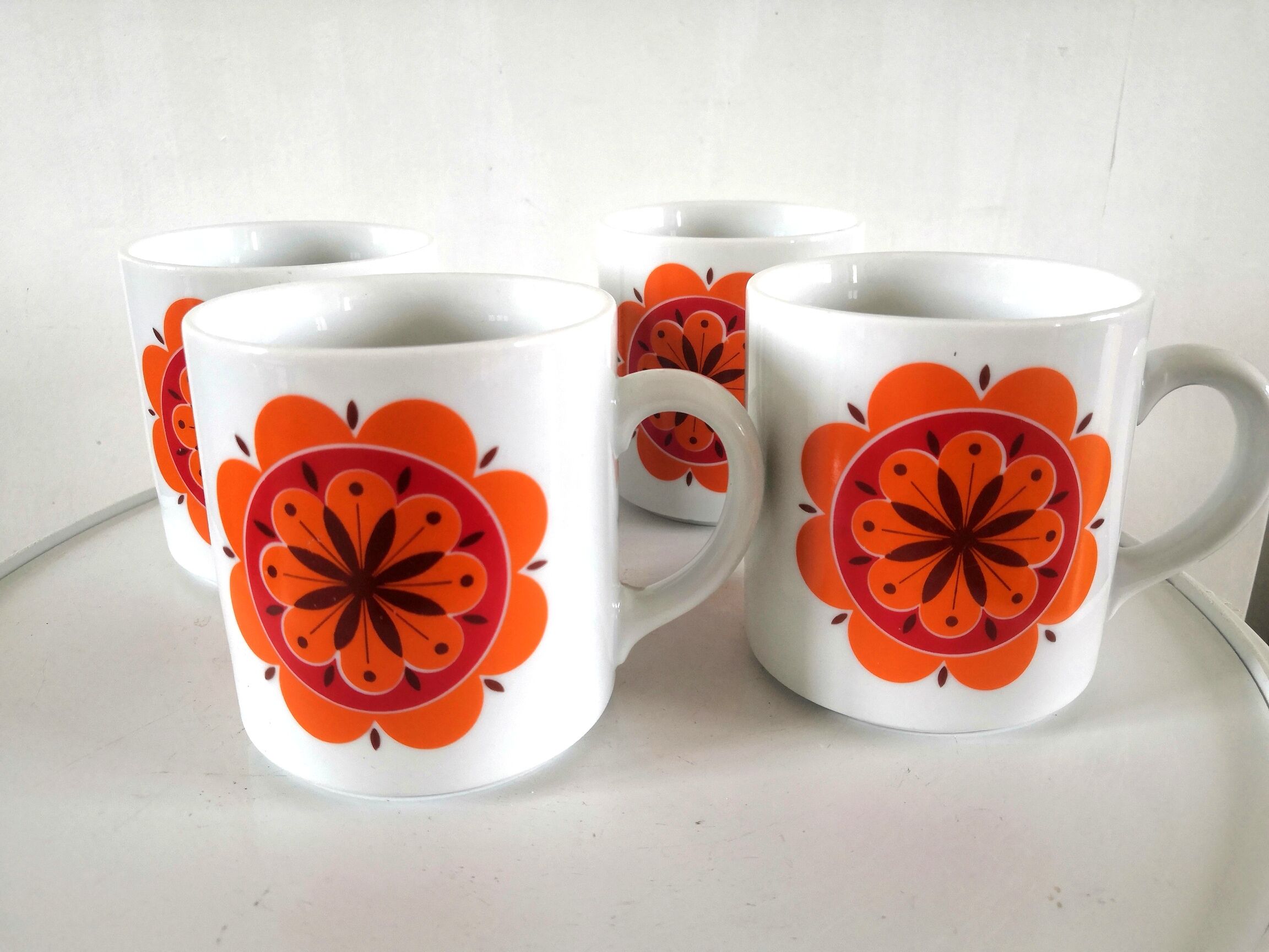 4 mugs Bareuther Waldsassen Bavaria design 70s