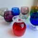 Set of 9 glasses with colored feet in blown glass 50s
