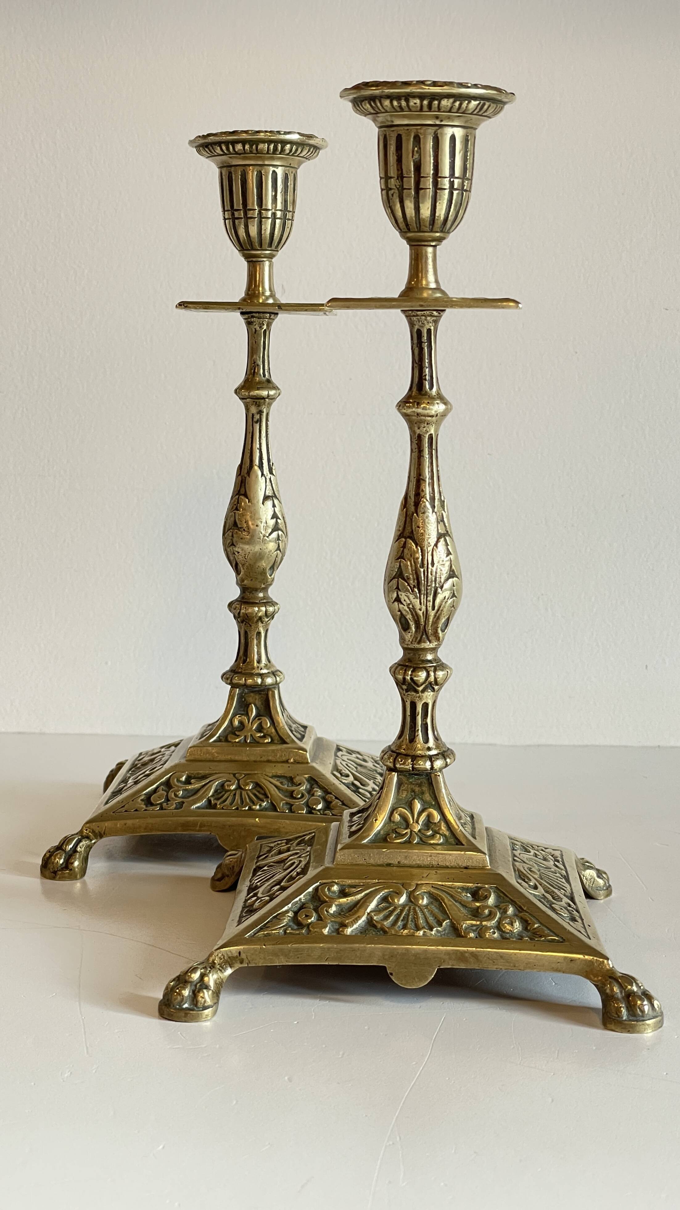 Antique Lion's Paw Candlesticks