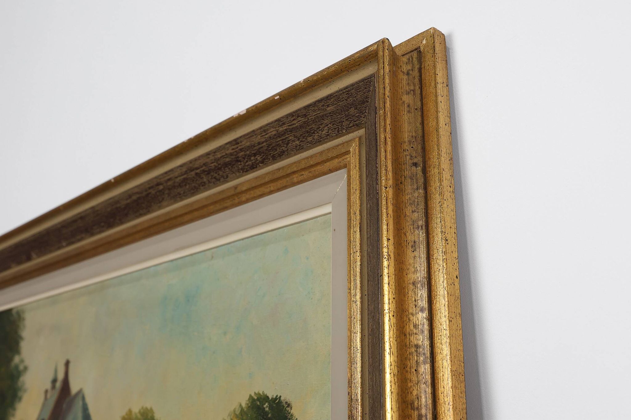 Signed 20th Century Rustic Landscape Painting the Smedepoort Bruges, Belgiu