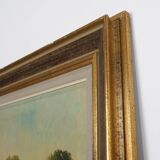 Signed 20th Century Rustic Landscape Painting the Smedepoort Bruges, Belgiu