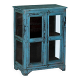 Blue display cabinet, sideboard, teak wood, India