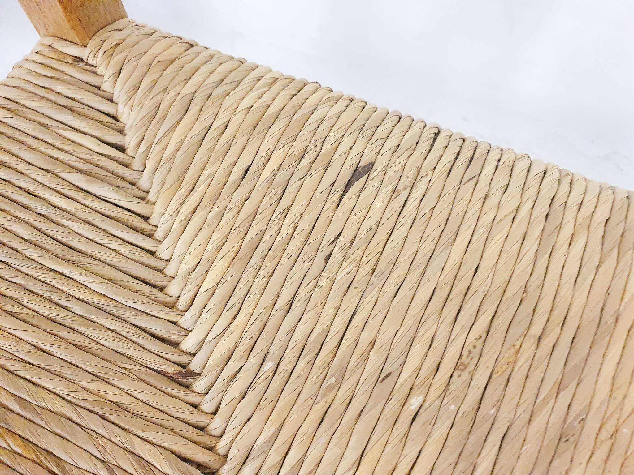 Set of four oak and sisal dining chairs model 401 by JL Moller, Denmark 1970's