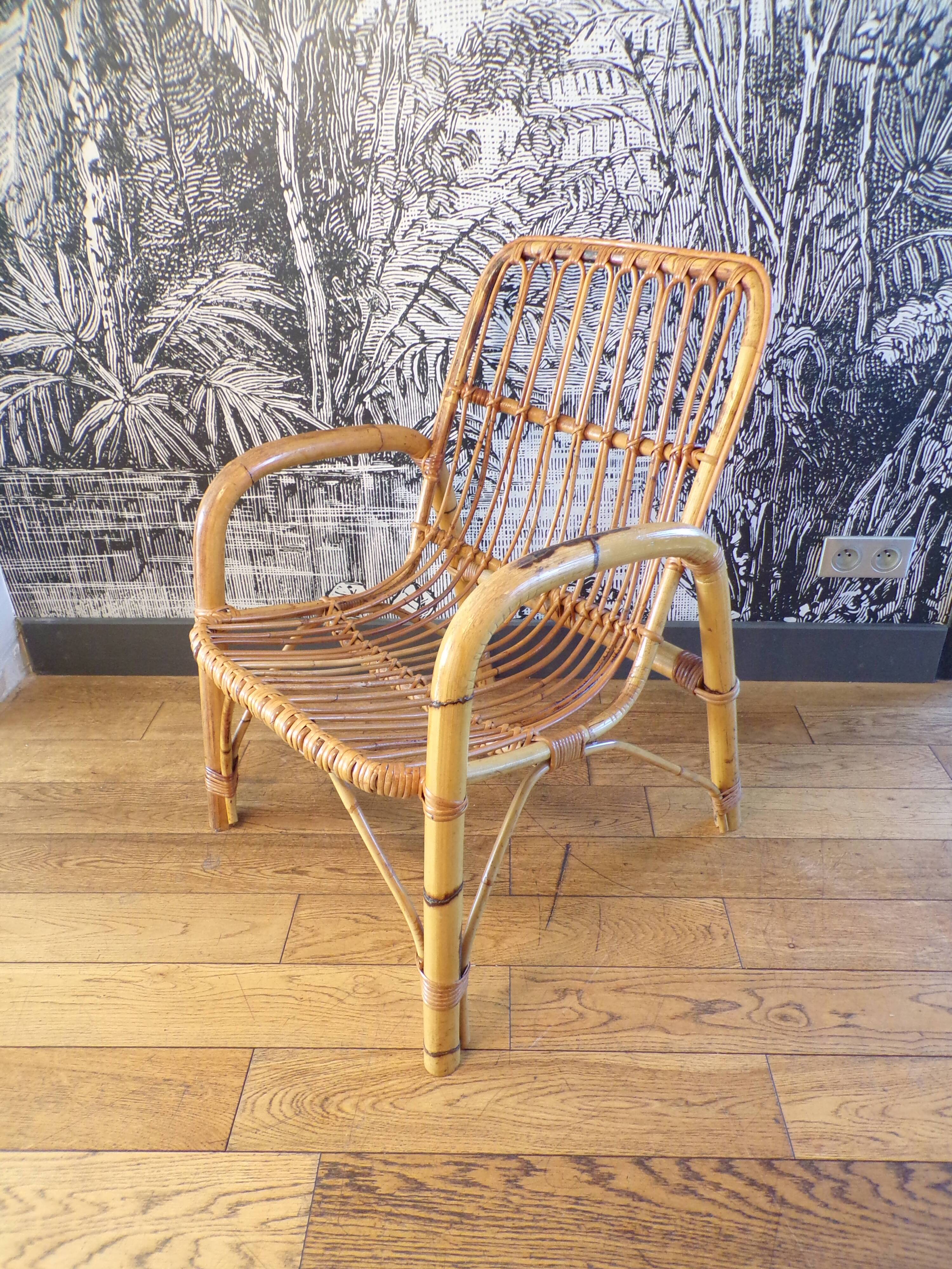 Fauteuil vintage en osier