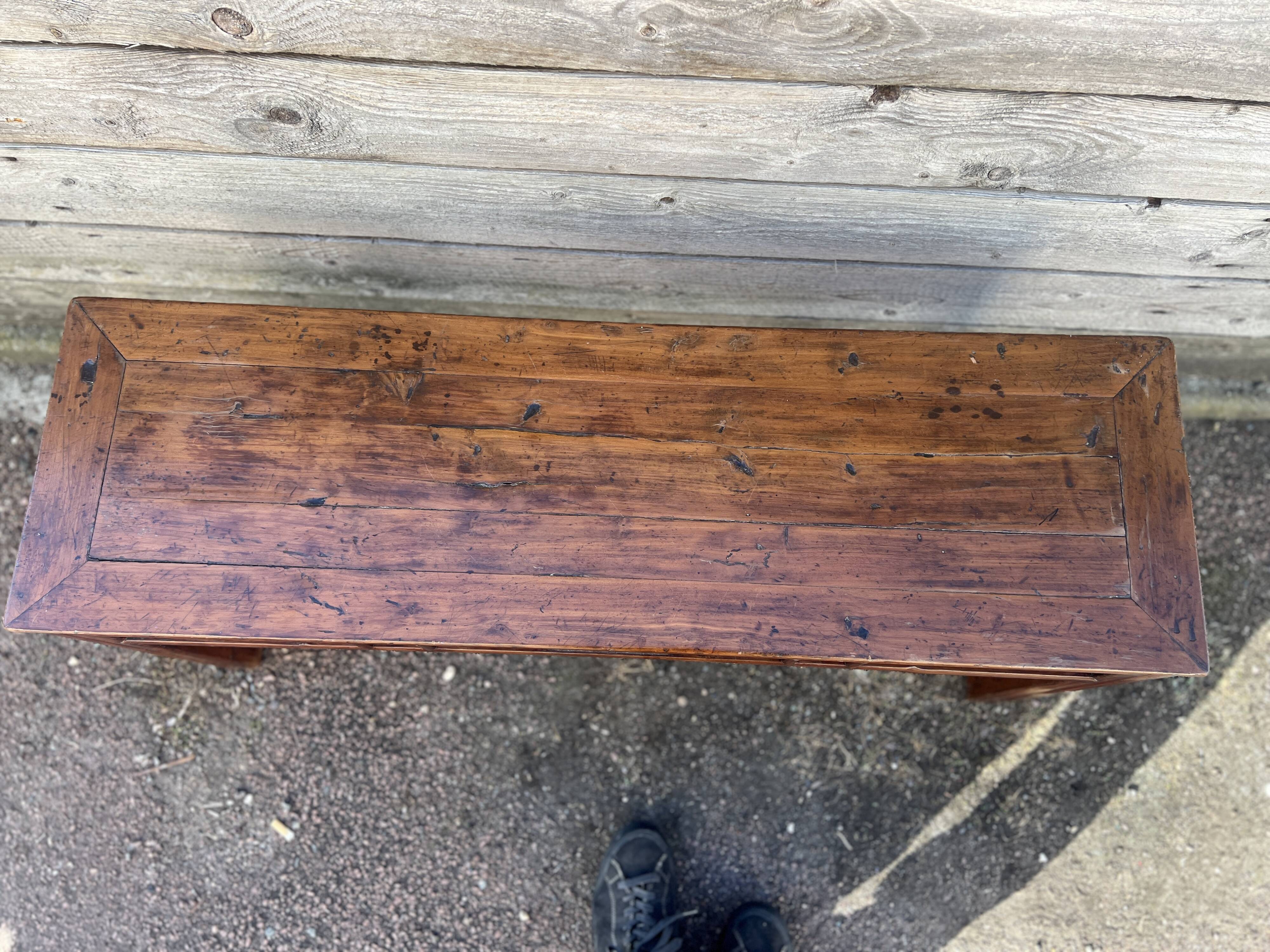 Asian low console in natural wood