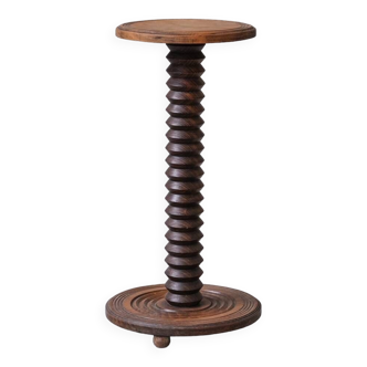 French Mid-Century Turned Oak Pedestal or Plant Stand