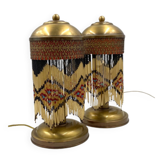 Mid-century set of 2 brass table lamps, Italy 1940s