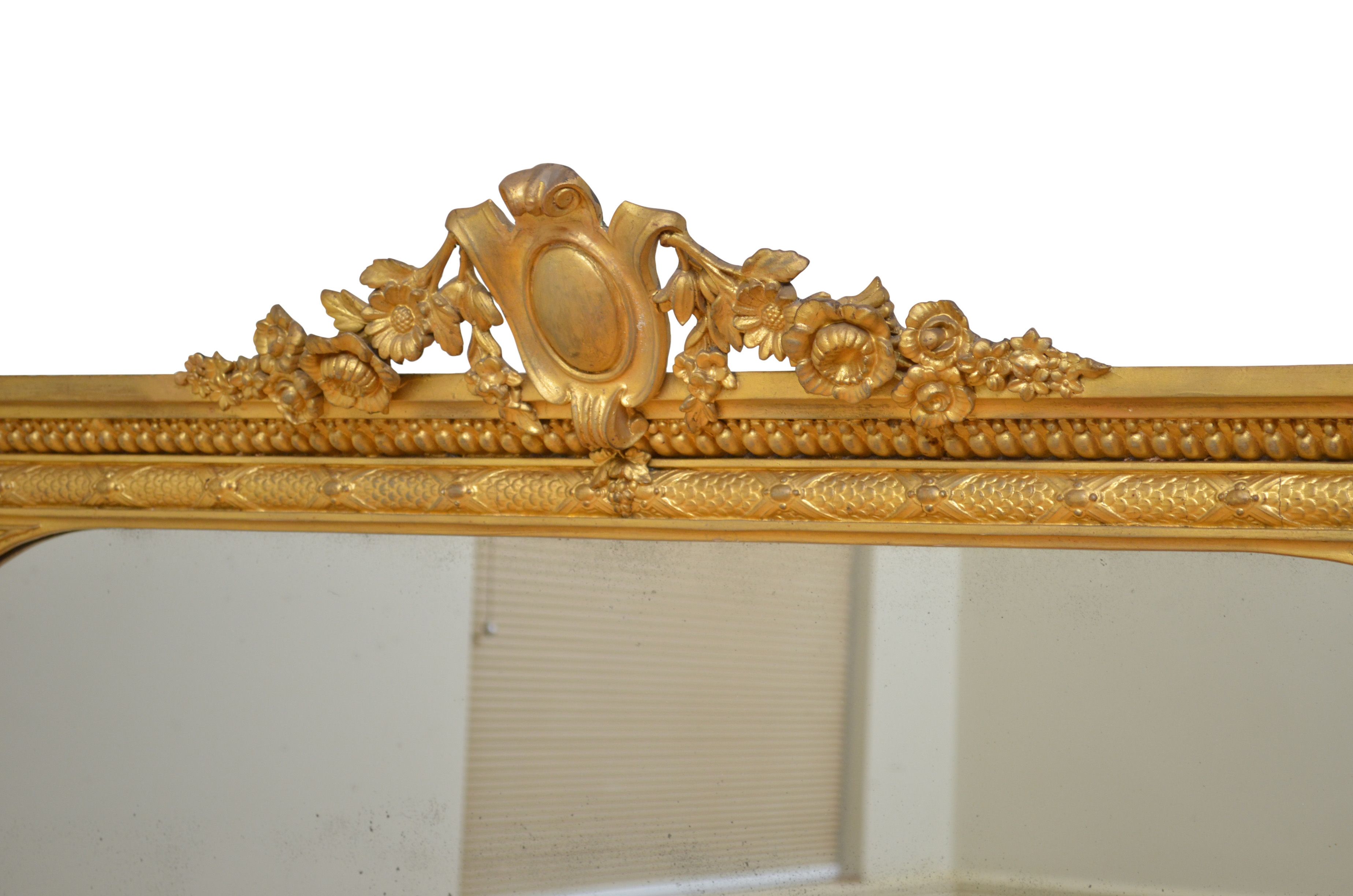 Miroir de cheminée victorien doré