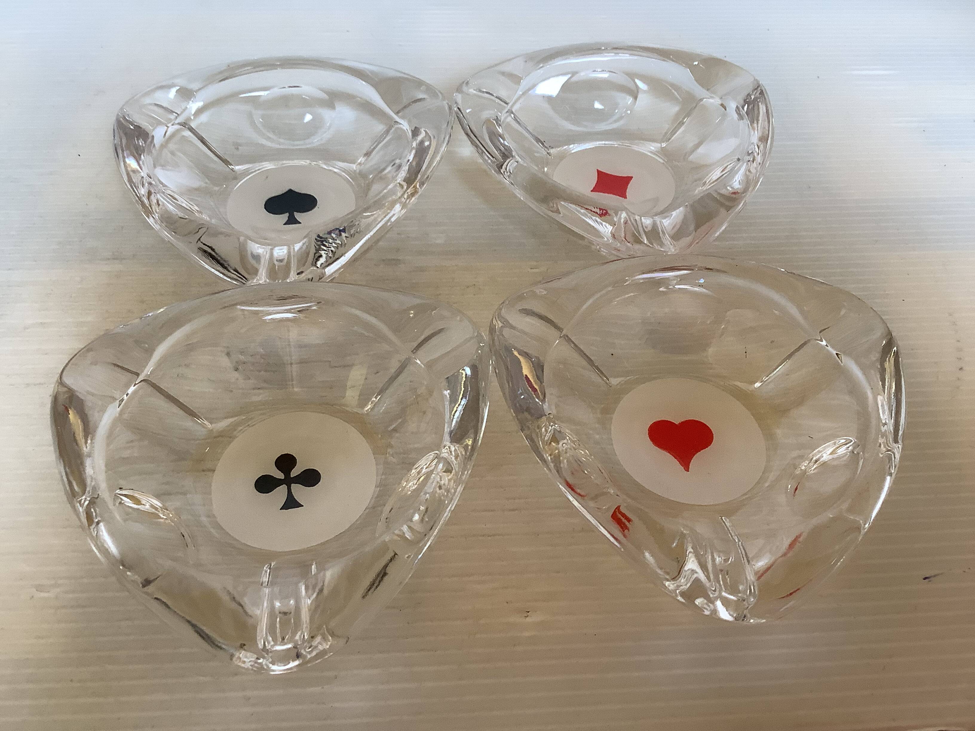 Four ashtrays Reims playing cards spade diamond club heart