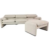Vico Magistretti "Maralunga" 3-seater and footstool re-upholstered For Cassina