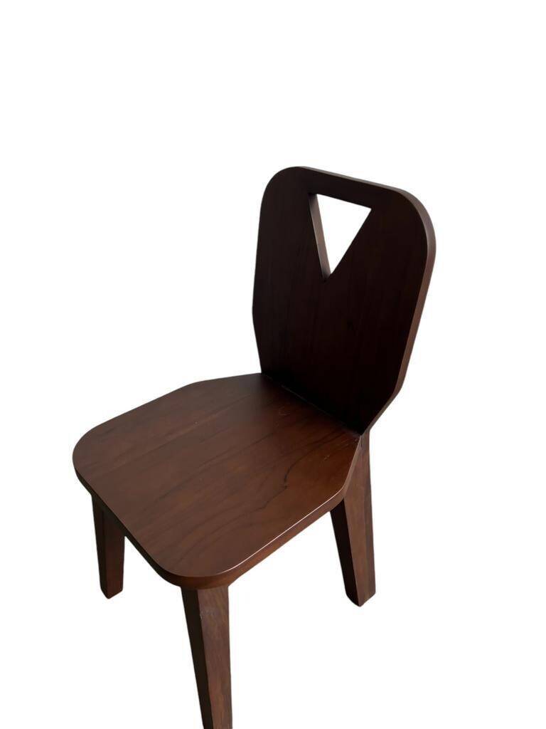 Brutalist retro chair in dark solid teak (several in stock!)