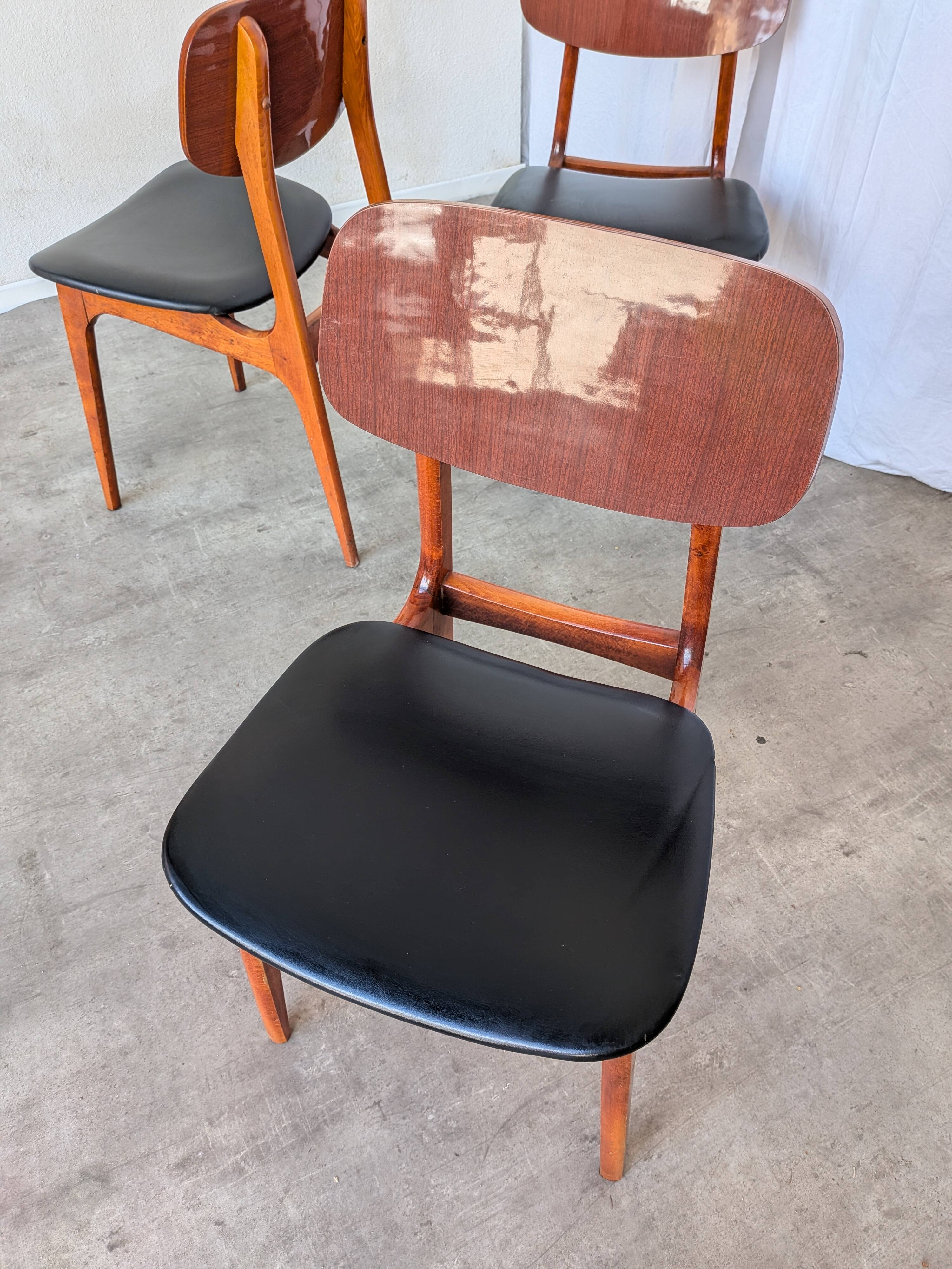 SET of 3 Vintage STOL Kamnik Dining Chair: 1970s Yugoslavian Mid-Century Mo