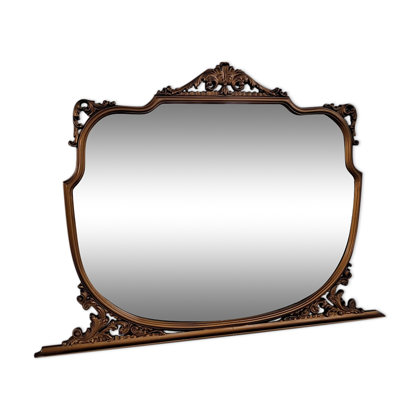 Miroir en surmante italien avec cadre en bois doré vintage des années 1900  160x116cm