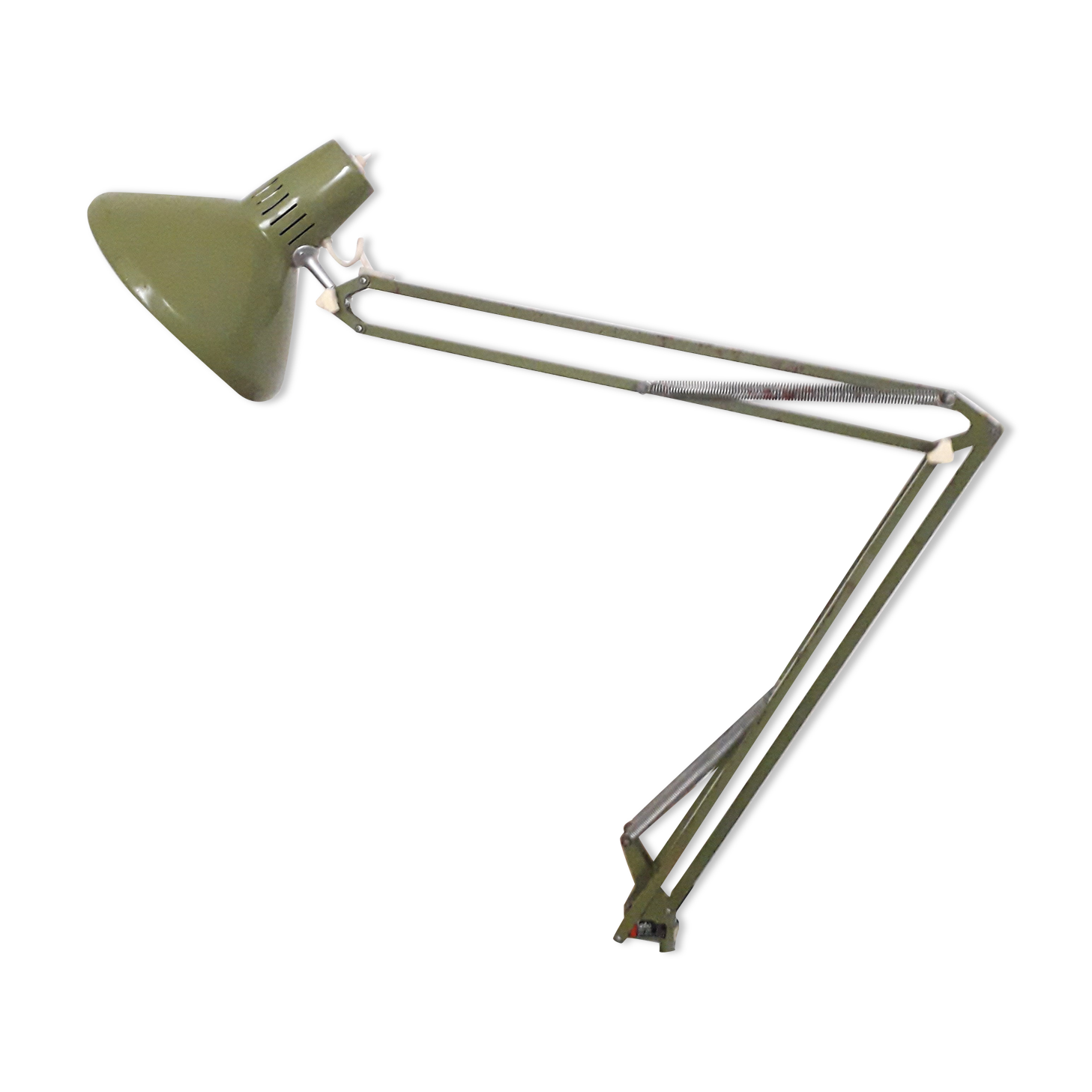 Lampe articulée Ledu type 2312 atelier architecte métal laqué vert -1970