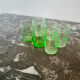 Set of 6 antique glasses in uraline – uranium glass – vintage