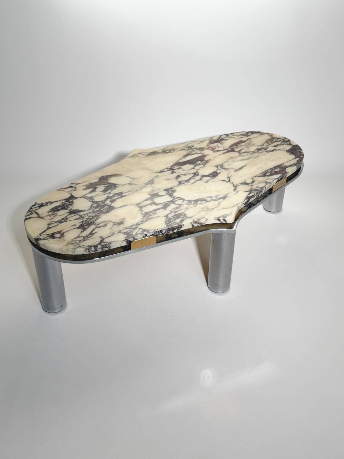 Table basse vintage chrome et marbre