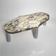 Table basse vintage chrome et marbre