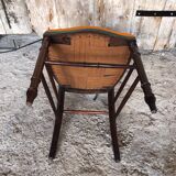 Napoleon 3 style chair black wood & vintage orange fabric