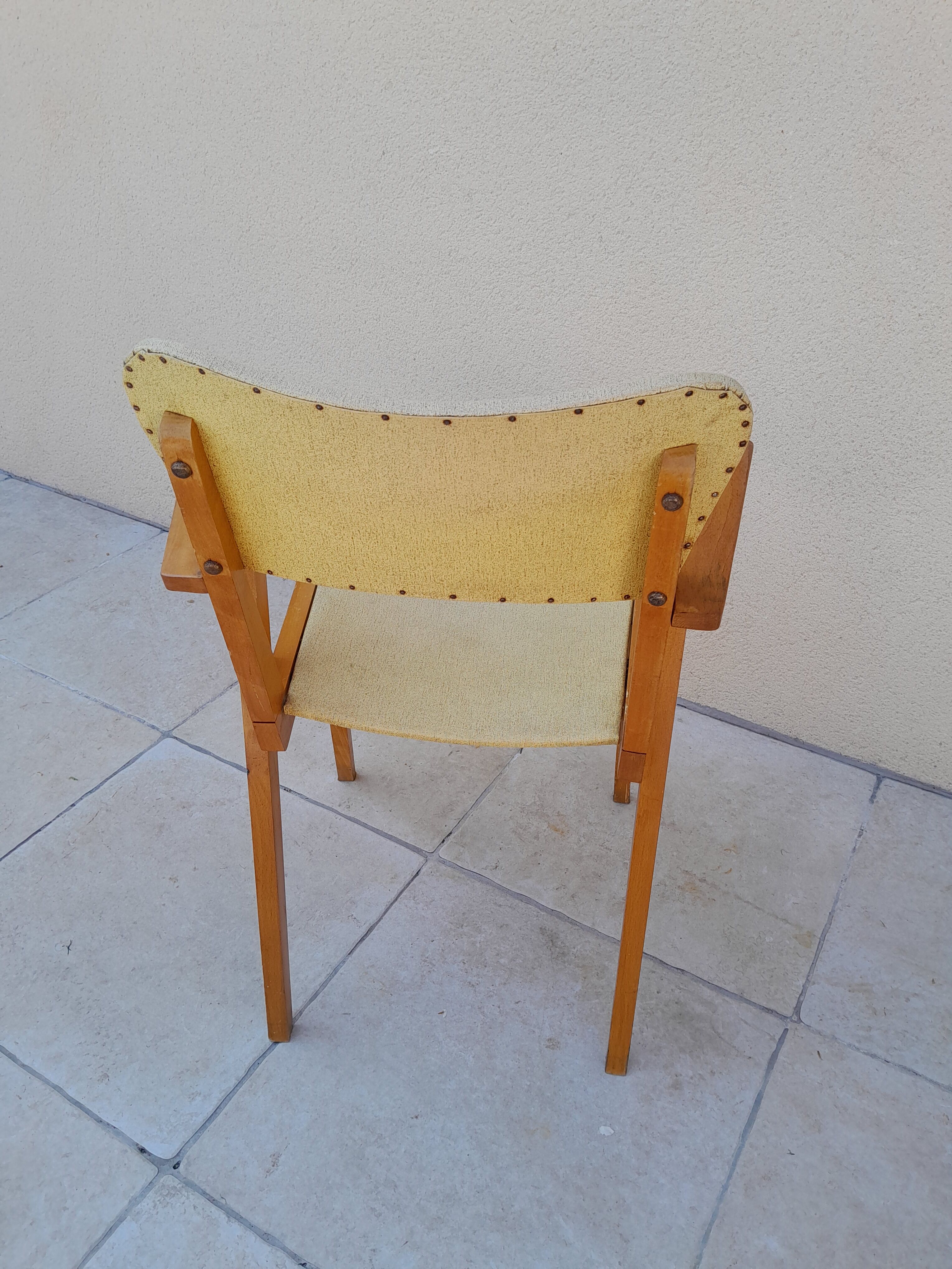 Vintage yellow club armchair year 50 60