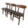 Set of 3 Vintage Wooden Dining Chairs with Brown Leather Seats / Mid-Centur