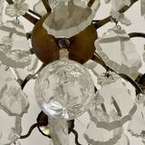 6-light chandelier in bronze and cut crystal, work early 20th century