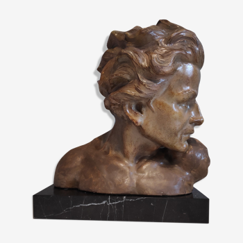 Bust of Mermoz in plaster by Giuseppe Carli (1915-1987)