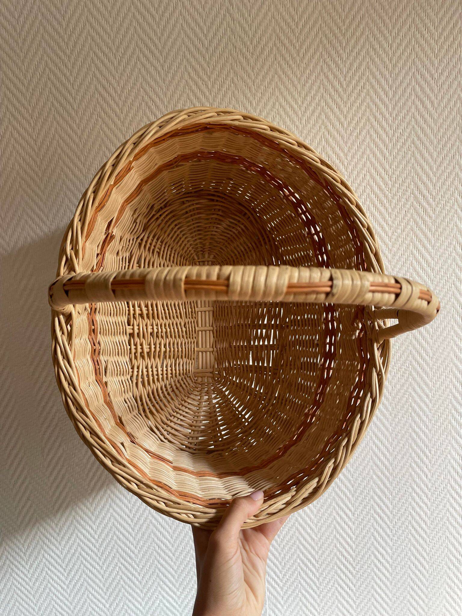 Panier osier orange beige