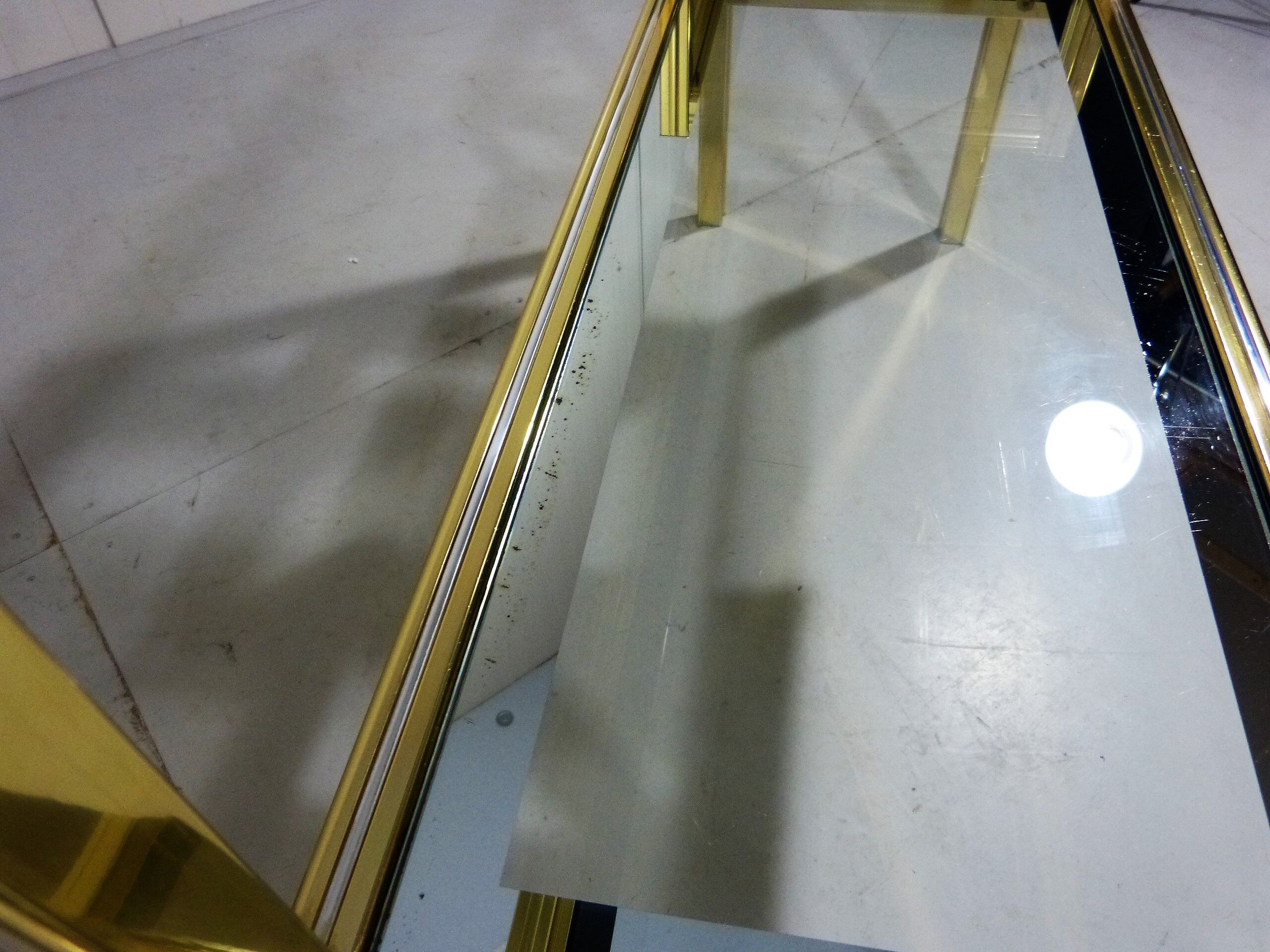 Italian glass & brass side table 1970