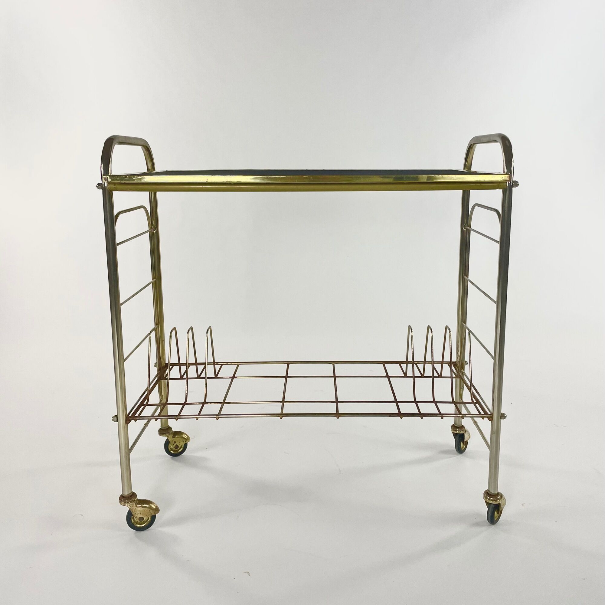 Hi_Fi furniture, brass and black velvet, circa 1970