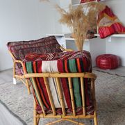 Set of 2 vintage armchairs 90s bamboo, with kilim cushions handmade on mesu