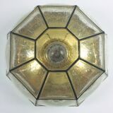 Etiqueté Mid-Century Glass Flushmount / Applique murale du Limbourg, Allemagne, années 1960