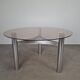 Mid-century Czechoslovak smoked glass coffee table, chrome metal, 1970s