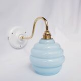 Swan neck and blown glass wall lamp