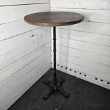 High table with cast iron legs and solid oak top