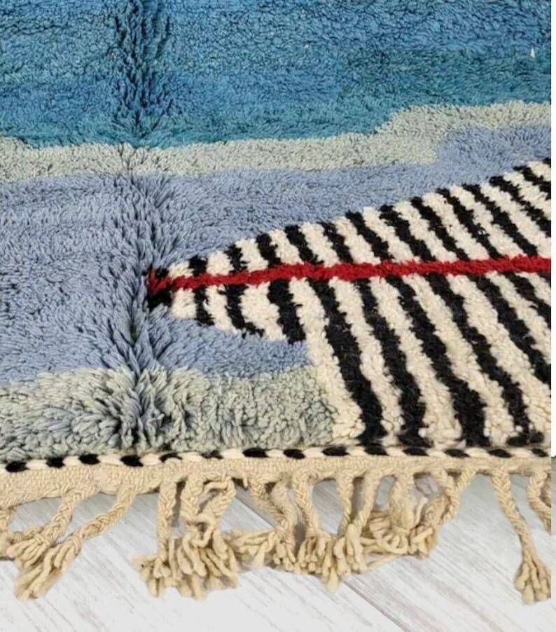 Handmade pure wool Berber rug size 2/3 m