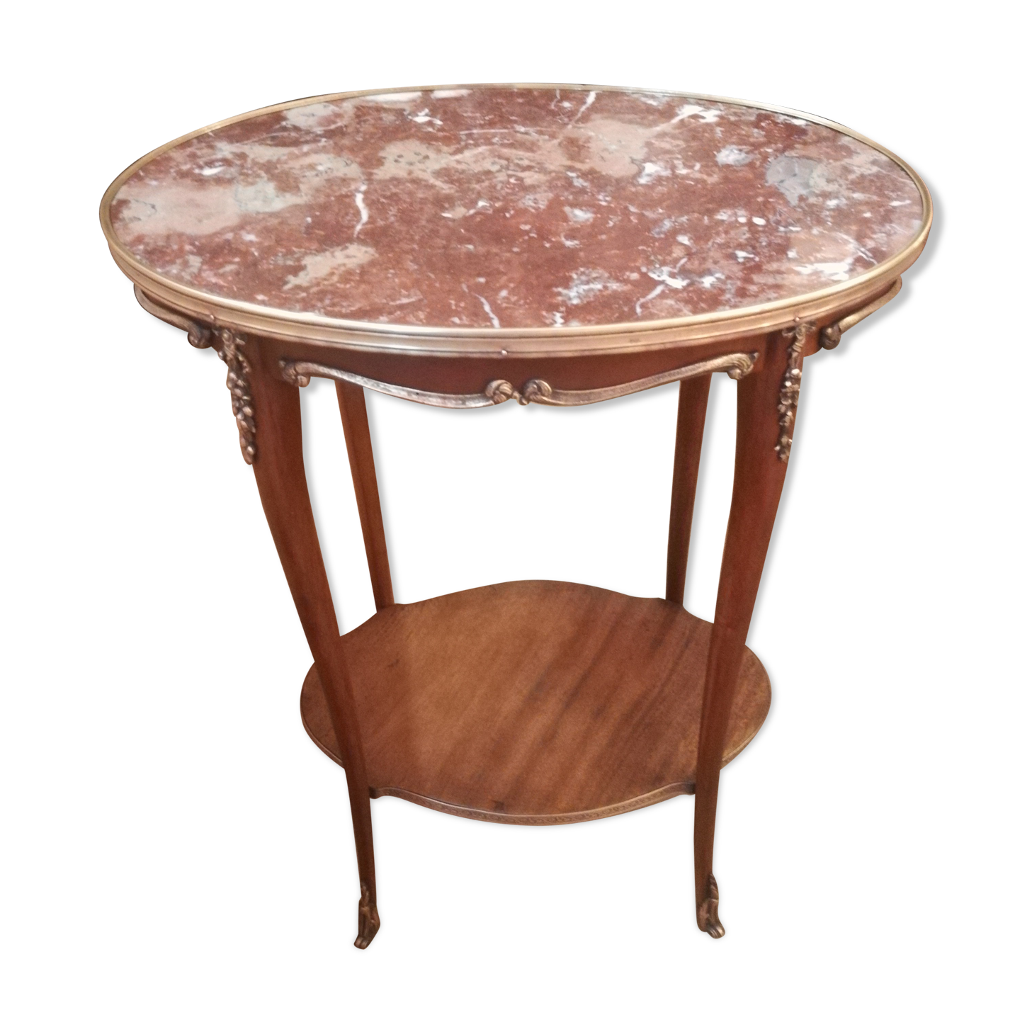 Mahogany and marble side table