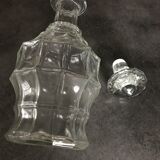 Ancienne carafe à liqueur en verre avance facette et bouchon - 27 cm
