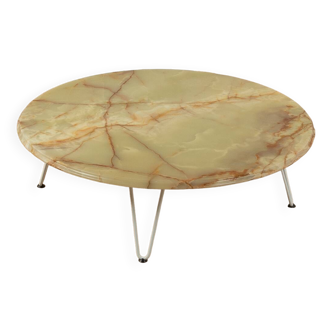 Table basse en onyx des années 60, Ø 100 cm