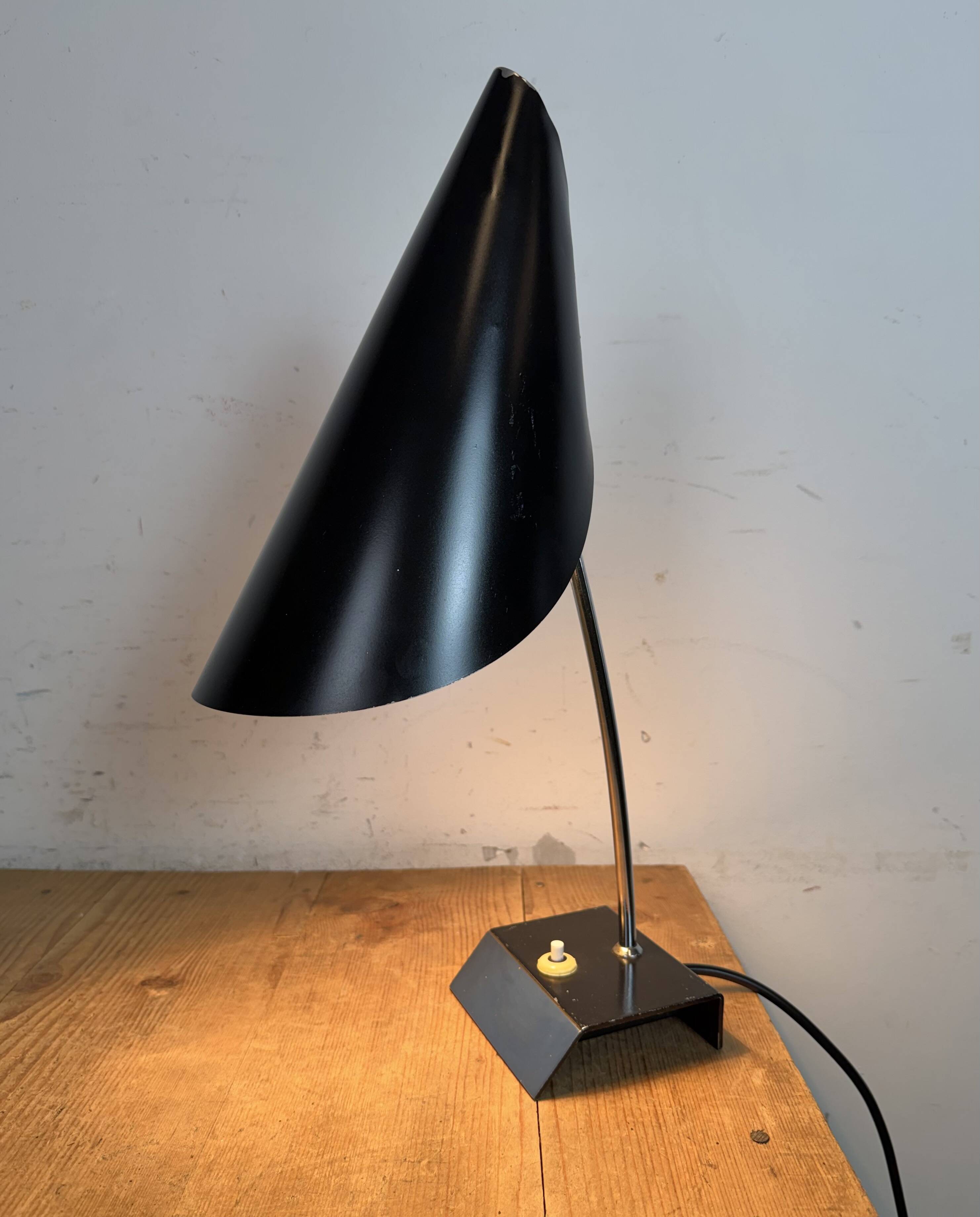 Vintage Black Table Lamp by Josef Hůrka for Napako, 1960s