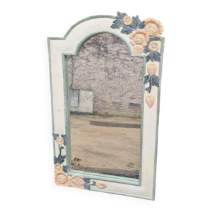 Miroir en bois sculpté - fleurs