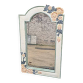 Shabby chic mirror with carved wooden flowers